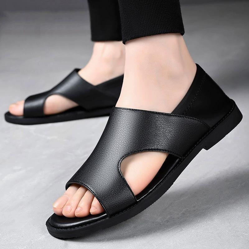 Летние мужские сандалии, повседневные сабо, дышащая уличная пляжная обувь с мягкой подошвой и мягкой поверхностью, обувь для вождения на одной ноге.