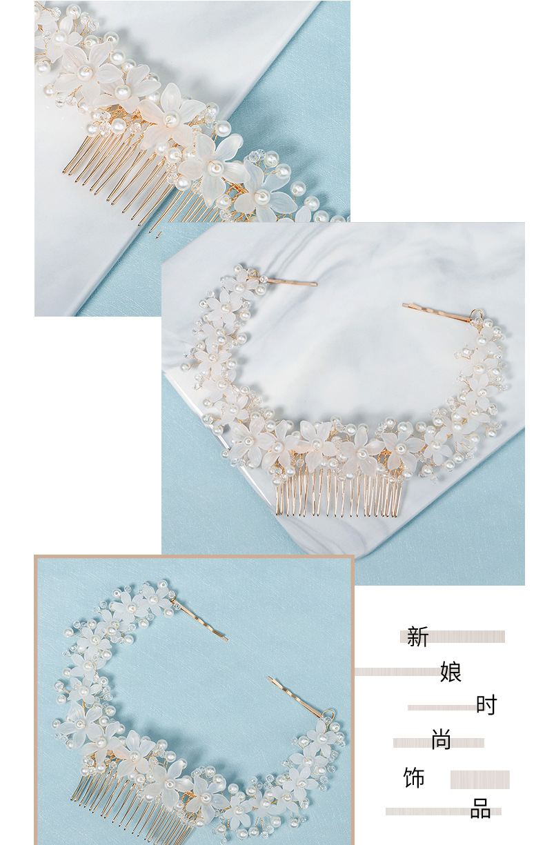 fashion pearl crystal flowers bridal comb