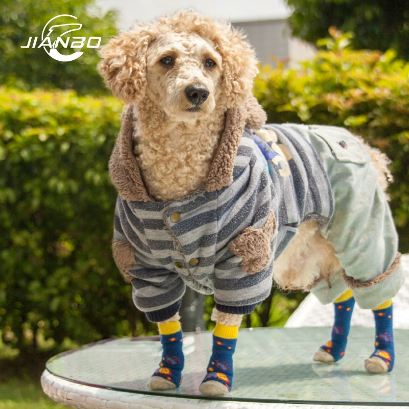 Носки для домашних животных Jianboyi, противоскользящие, антицарапающие, удлиненные хлопковые носки для домашнего использования для собак, трехсекционный удлиненный теплый дизайн.