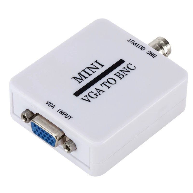 Конвертер VGA в BNC, маленький белый корпус, VGA на BNC, выход на монитор, предназначен для мониторинга