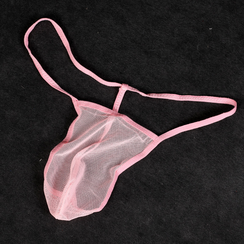 Men's sexy stockings underwear thong ultra-thin transparent breathable sexy seamless briefs T library transparent