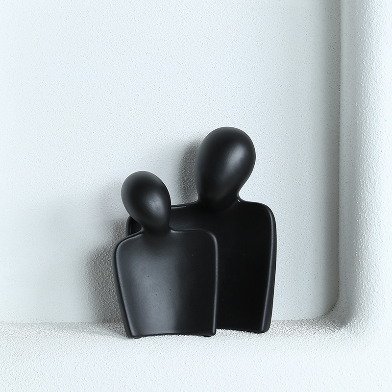 Simple abstracto personaje de pareja en blanco y negro adornos de cerámica muebles para el hogar sala de estar muebles de escritorio decoración de estantería de oficina