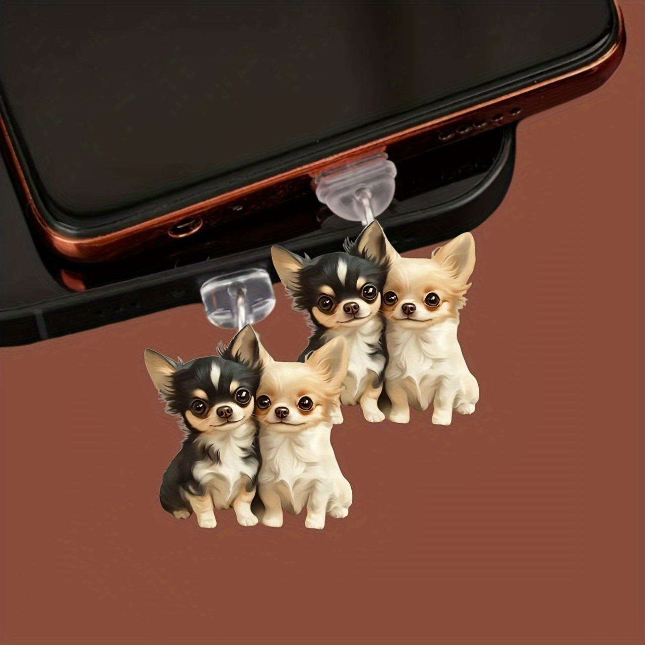 Nuevo acrílico plano transfronterizo dos perros acrílico enchufe de polvo para teléfonos móviles