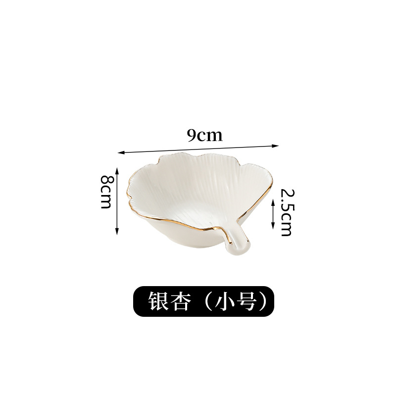 Plato de almacenamiento de cerámica creativa Placa de joyería de hoja de lujo placa de cerámica de almacenamiento de objetos pequeños