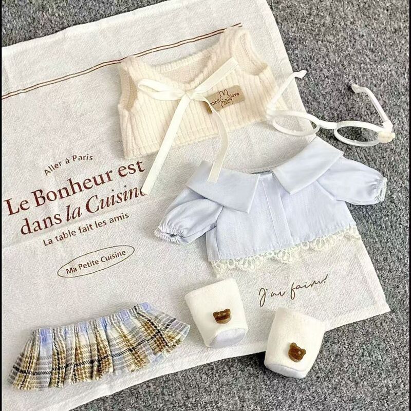 New 20cm Doll Clothes, Soft and Cute Top Student School Uniforms, Cotton Doll Dress-Up Photo Props, Skirt Accessories New 20cm Doll Clothes, Soft and Cute Top Student School Uniforms, Cotton Doll Dress-Up Photo Props, Skirt Accessories
