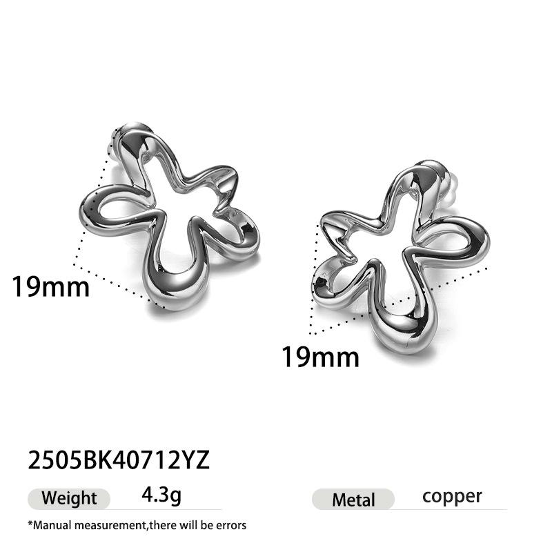 Personalidad de moda, elementos de flores de alta gama, sentido de líneas, pendientes de metal, estilo dulce y fresco, artefactos a juego de verano, venta caliente