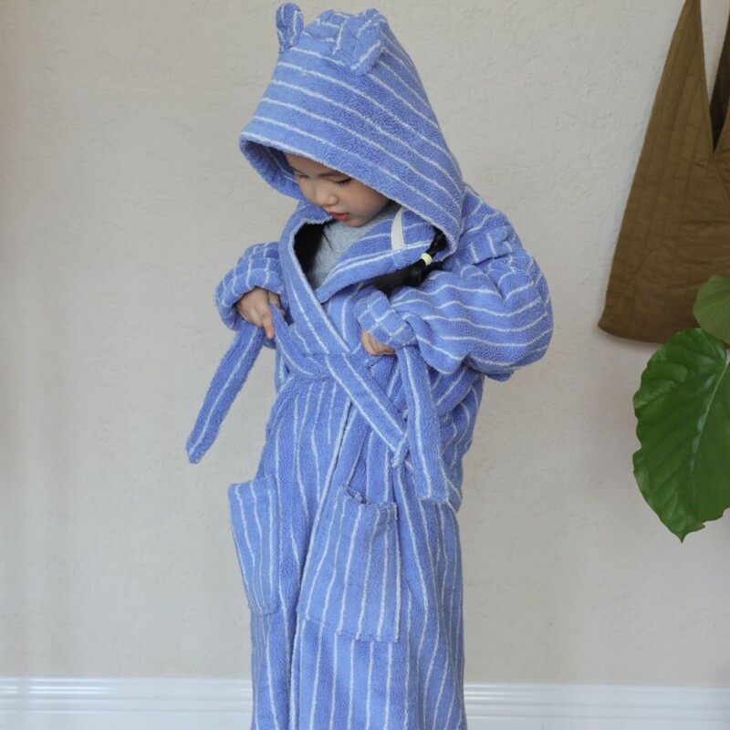 Pure Cotton Type a Combed Towel Retro Fine Lines Bathroom Absorbent Bathrobe Kidsren