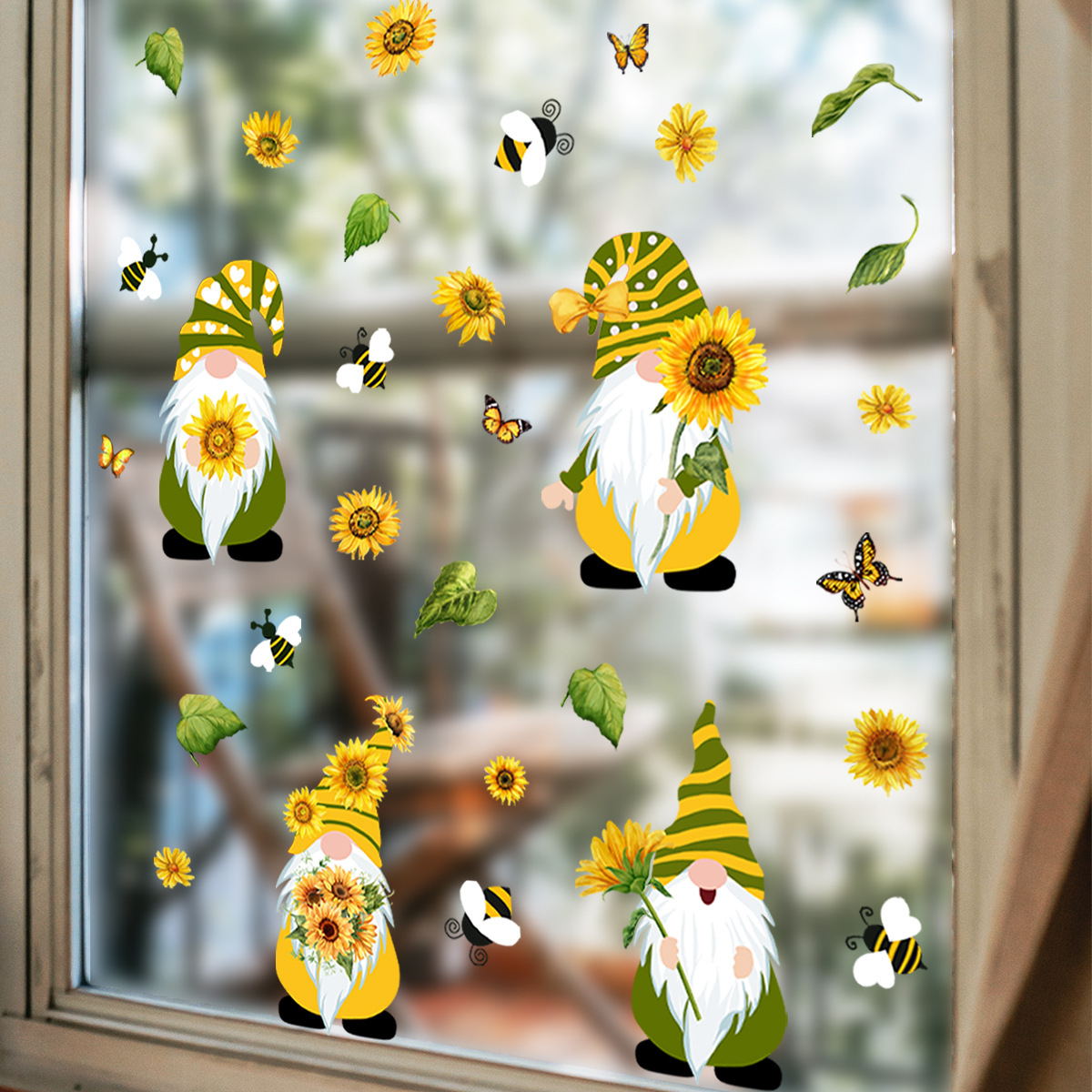 Ct8020-Nh New Dwarf Sunflower Wall Sticker Glass Decorative Wall Sticker Self-Adhesive Wall Sticker Factory