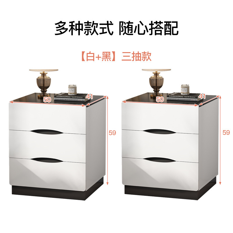 Mesa de cabecera italiana simple y lujosa moderna y alta sensación de estante de almacenamiento simple y de gran capacidad gabinete de almacenamiento de dormitorio