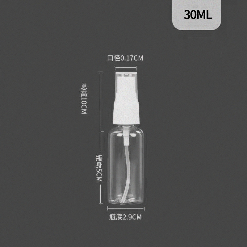 Fabricante 30ml50ml100ml botella de spray pequeña botella de spray botella de plástico transparente alcohol perfume mascota sub-botella