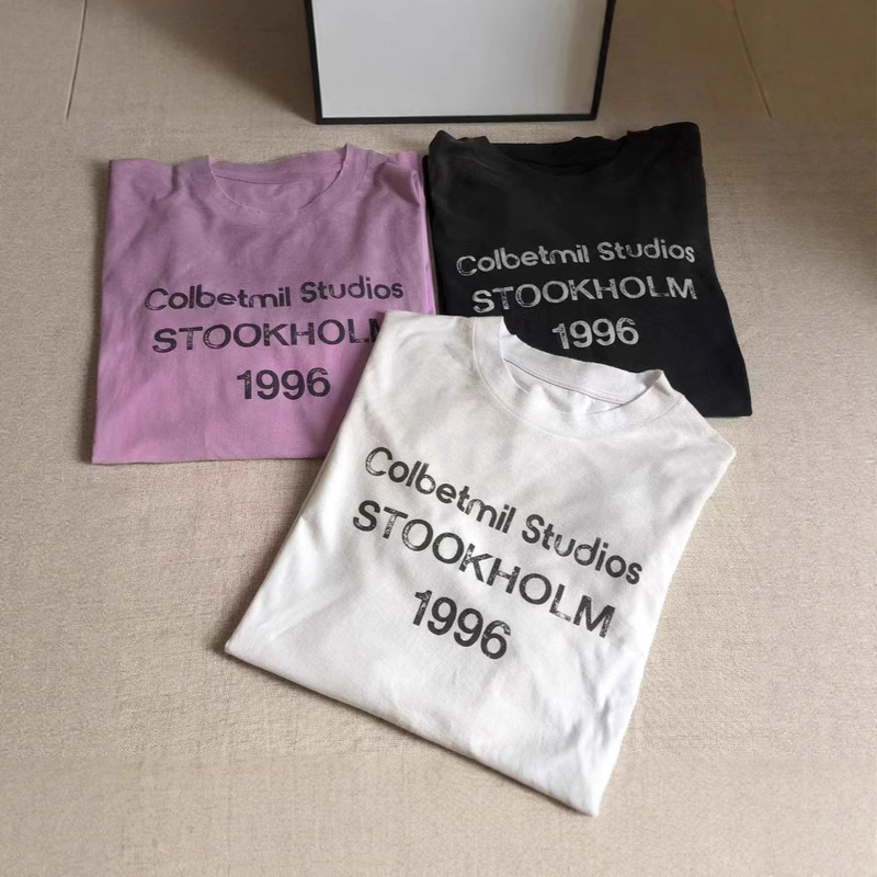 Correct ACO Style 1996 Letter Printing T-Shirt Washed Old Couple Loose Long Sleeve 25 Men's and Women's Fashionable