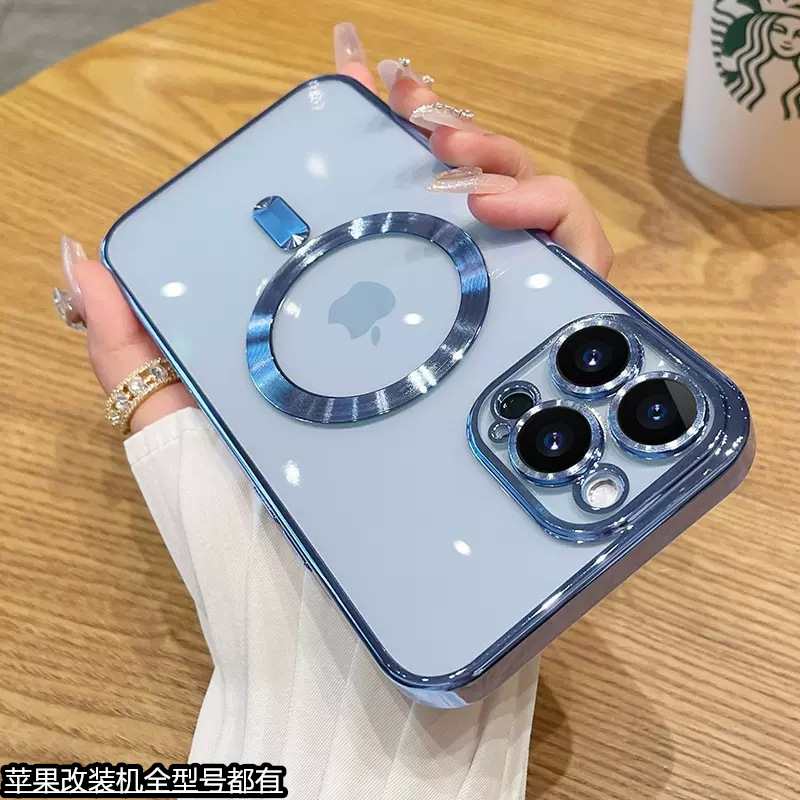 Aplicable a la máquina de transformación de Apple XR 16 chapado magnético transparente nuevo Apple XR 16 caso de teléfono móvil ultra delgado a prueba de caídas