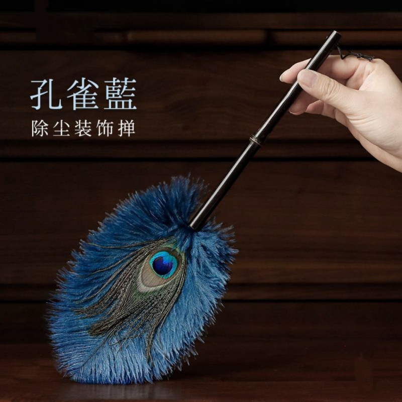 Peacock Blue Dust Duster Peacock Feather Ostrich Feather Electrostatic Dust Duster Buddha Statue Piano Home Cleaning Ornaments Wholesale