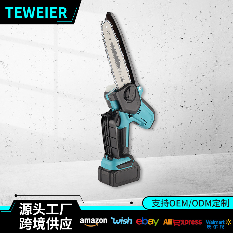 Sierra de cadena eléctrica sin escobillas de alta velocidad inalámbrica de mano multifuncional de 8 pulgadas transfronteriza
