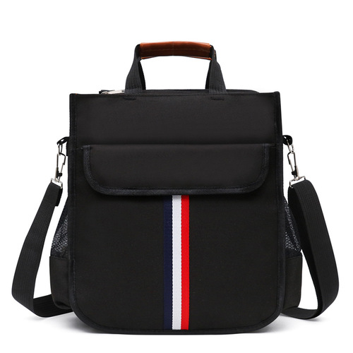 Student three-layer book bag handbag tutoring bag canvas waterproof primary school student tutoring bag children's shoulder art bag