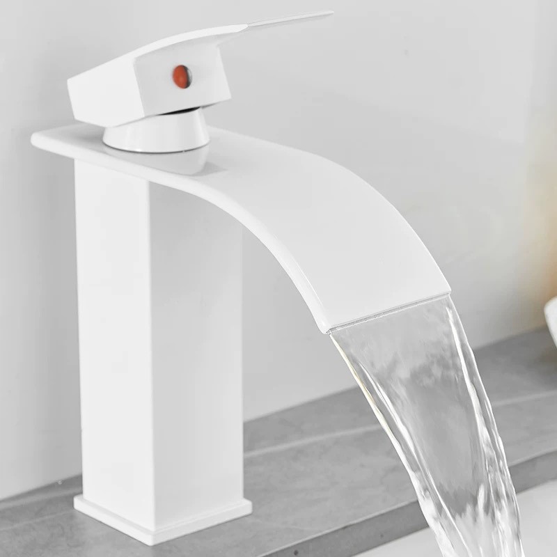 White waterfall faucet Nordic Flat Mouth Basin faucet bathroom hand washing and washing table basin cross-border supply