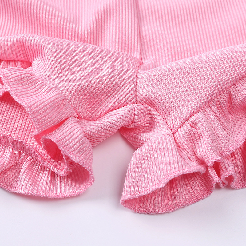 2025 Spring and Summer Season Basic Solid Color Polyester Girls Clothing Sets