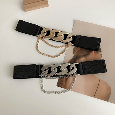 女士弹力松紧腰带腰封收腰连衣裙子琏条百搭装饰酷飒JK风时尚束腰