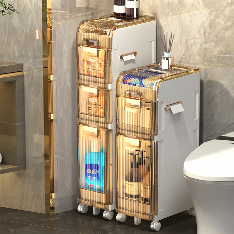 Bathroom gap storage cabinet drawer-style household toilet narrow slit plastic storage cabinet bathroom gap shelf