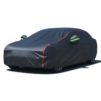 In-stock car cover, sun and rain protection, suitable for all seasons, thickened and insulated, made of DuPont Oxford fabric, full cover (Car clothing) - hatchback-please-specify-the-car-model-when-placing-an-order-dupont-oxford-fabric-in-black-long-reflective-strips