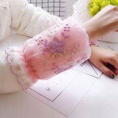 Women's Double-Layer Lace Net Sleeve Covers for Autumn/Winter, Factory-Brand, Anti-Stain, Dustproof, Student, Adult, Office Down Jackets, Head Covers