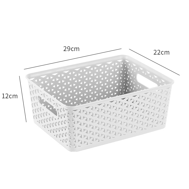 Cesta organizadora de plástico tejido hueco, estilo minimalista, ideal para almacenamiento de cocina y hogar, caja práctica multiusos