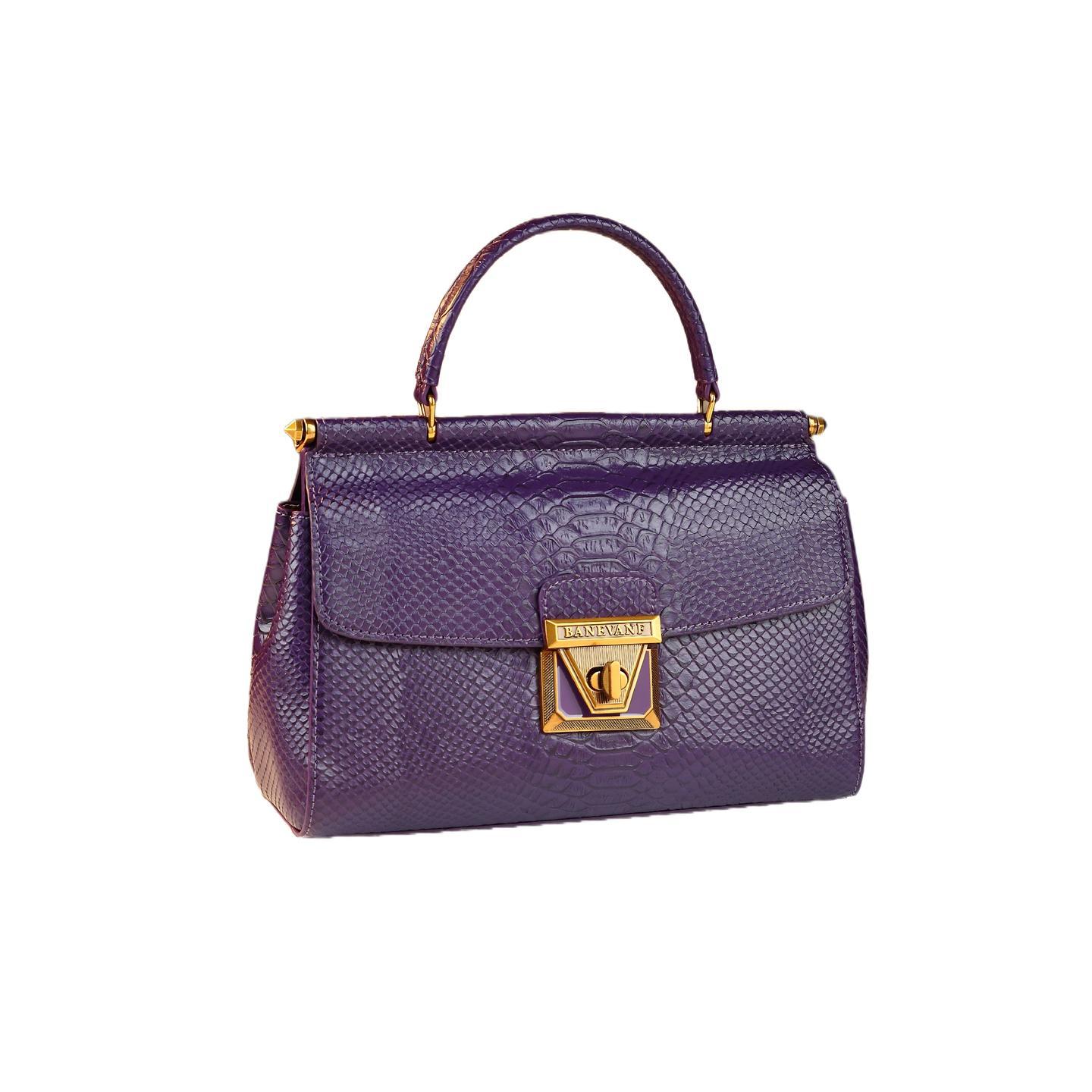 Túi đeo chéo cầm tay da bò kiểu Pháp preppy, túi vỏ sò thời trang nữ — màu đen, màu tím