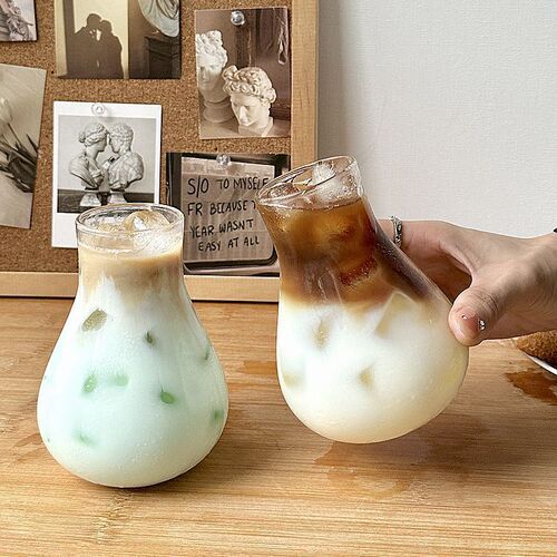 Factory supply bubble glass cups, Instagram famous coffee shop coffee cups, water cups, iced latte, American coffee cups