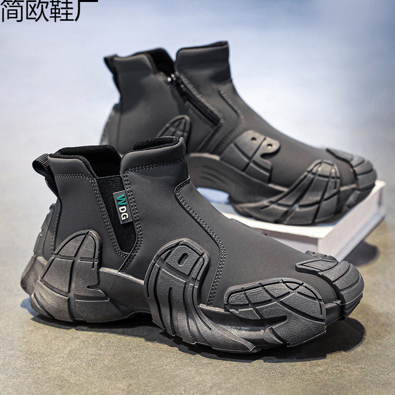 Cross-Border Dropshipping High-Top Men's Shoes 2024 New Autumn Non-Slip Waterproof Side Zipper Construction Site Work Men's Sports Labor