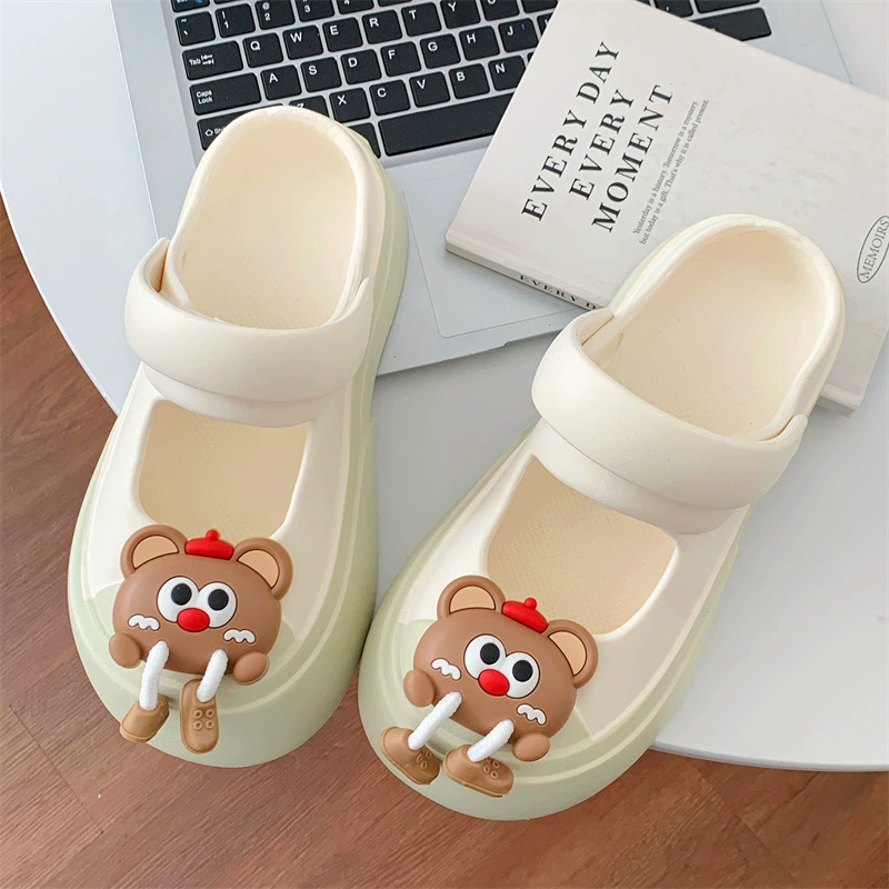 Летние cute высокие кроссовки на платформе, слайд, тапочки, с маленькими медвежатами