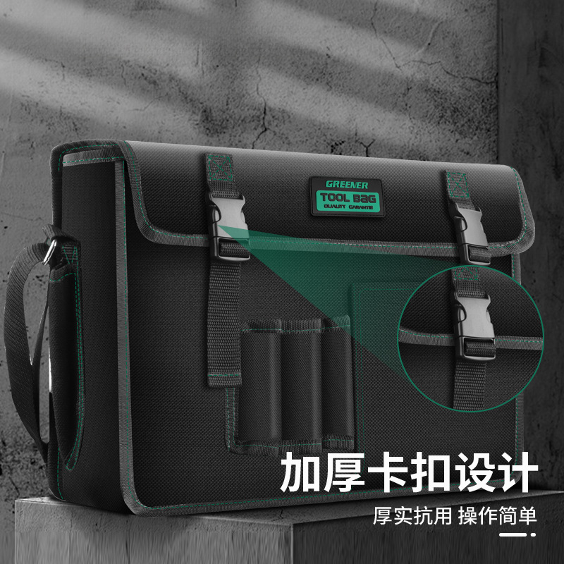 Kit de herramientas de lona verde para electricista especial fuerte y duradero bolsa de herramientas de carpintería bolsa de almacenamiento bolsa de lona gruesa y resistente al desgaste