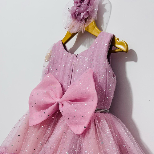 Princess Dress Girls' Formal Dress Glitter Princess Dress Children's Rose Fairy Dress 2024 New Style Fashion