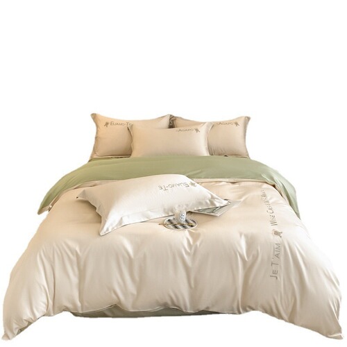 A-class 180-count Xinjiang long-staple cotton four-piece set, luxury 100% pure cotton, bare sleep all-cotton simple embroidery duvet cover and bed skirt
