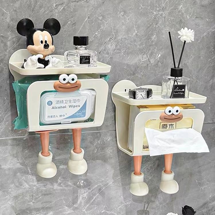 Linda caja de toallitas húmedas de dibujos animados, caja de bombeo de papel colgada en la pared del baño, toallas de papel húmedas, toallas de papel húmedas, estantes de papel higiénico