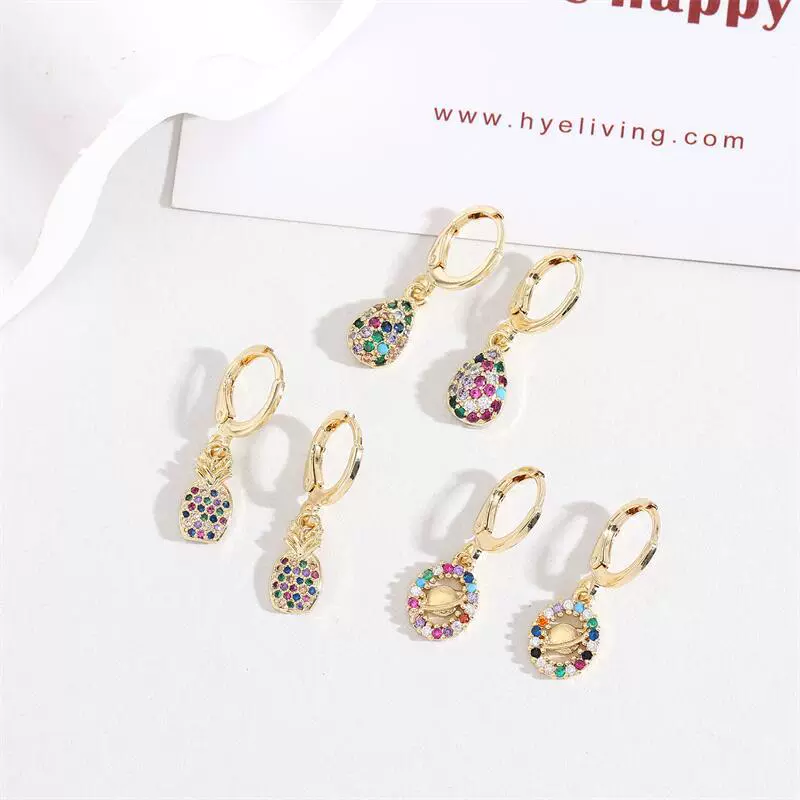 Stone inlay, long zirconium, earrings, European style, Aliexpress, 18 carat, mid-length