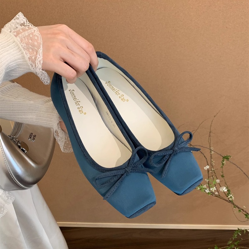Jonmei for San インナー高さサテン早春シングルシューズ女性用新しいフレンチバレエスタイルの優しい妖精の靴|undefined