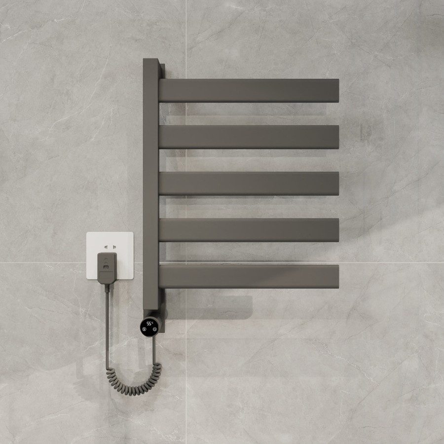 espacio transfronterizo aluminio inteligente toalla de calentamiento eléctrico calefacción de temperatura constante inodoro sin perforación estante giratorio de acero inoxidable