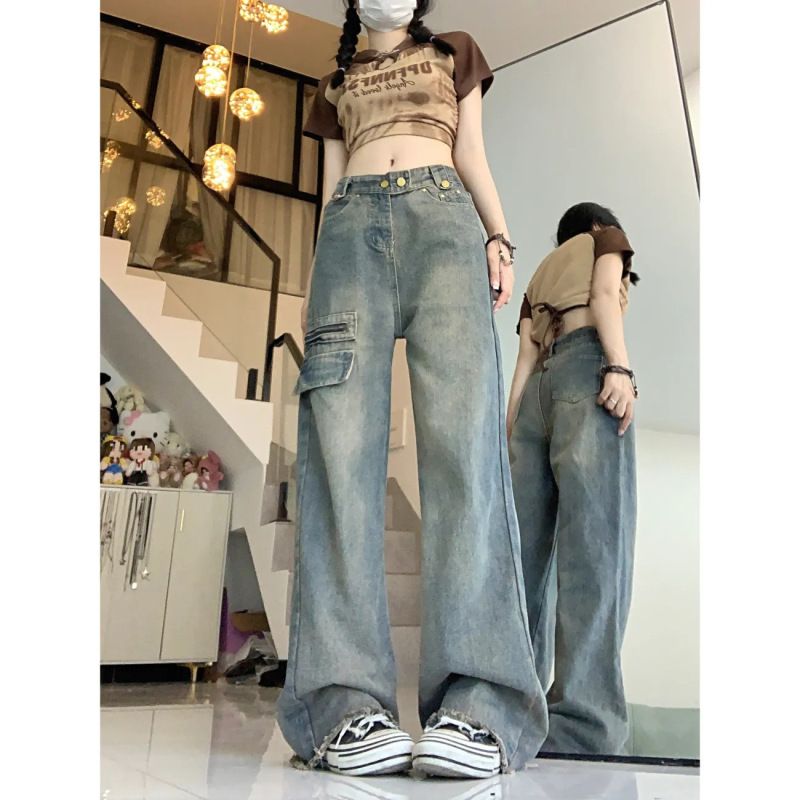高腰直筒牛仔裤女款秋季2025新款宽松阔腿显瘦直筒裤女裤子女款|undefined