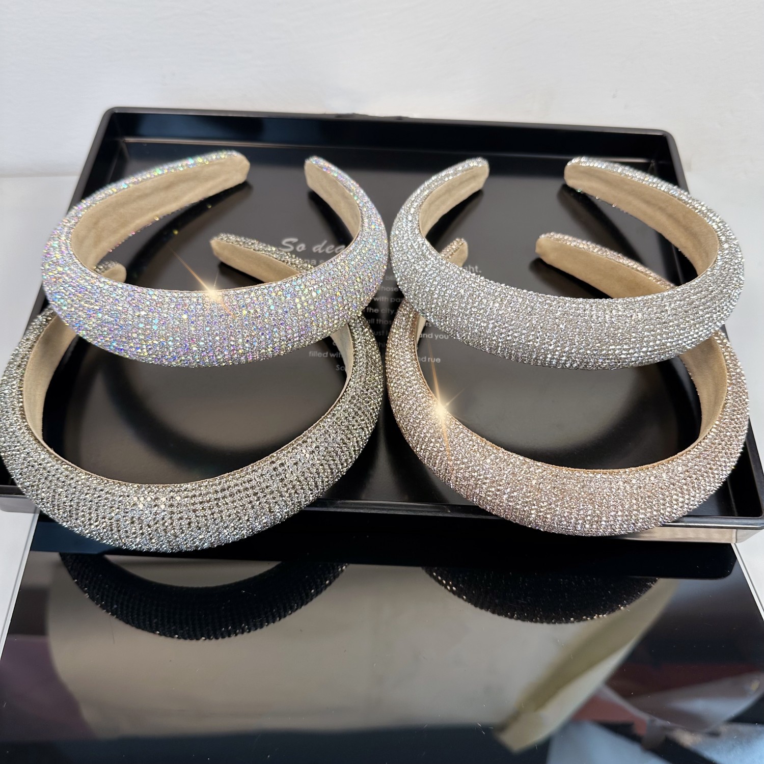 韓版超閃水鑽高顱頂發箍輕奢財閥閃鑽壓發洗臉高檔鑲鑽寬頭箍髮飾