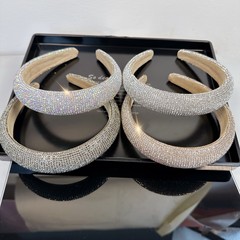 韓版超閃水鑽高顱頂發箍輕奢財閥閃鑽壓發洗臉高檔鑲鑽寬頭箍髮飾