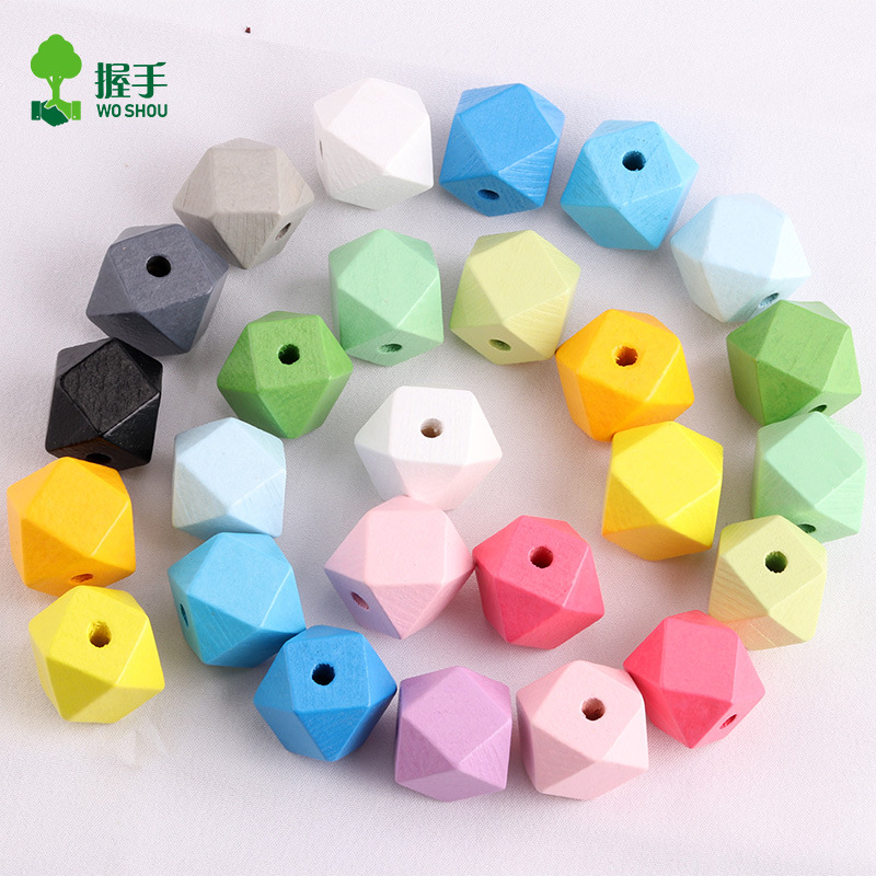DIY jewelry accessories color octagonal wooden beads color geometric…