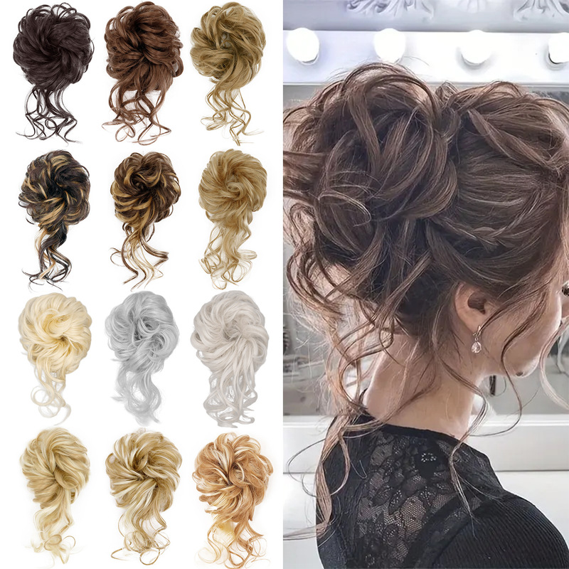 Hair Ring Chemical Fiber Wig Women's Messy Curly Elastic Hair Bundle Fluffy Hair Ring Ball Head Wig