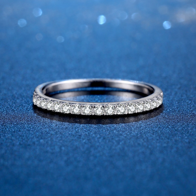 1g Weight Moissanite, High Carbon Diamond Inlay Material Rings Classification 925 Sterling Silver Moissanite High Carbon Diamond Round Rings Moissanite Rings