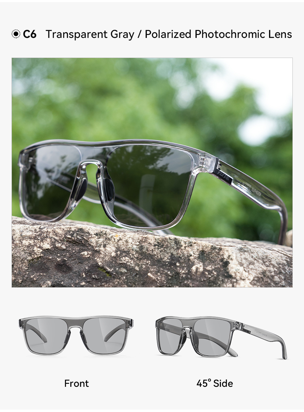 KDEAM große Sonnenbrille neu polarisiert einteilig Sportsonnenbrille winddicht Sonnenbrille Metallscharnier KD528-PLUS