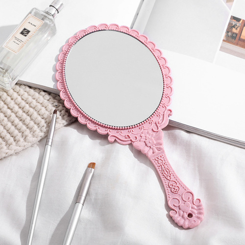A3040 creative retro pattern handle makeup mirror makeup mirror portable portable lace mirror hand-held mirror