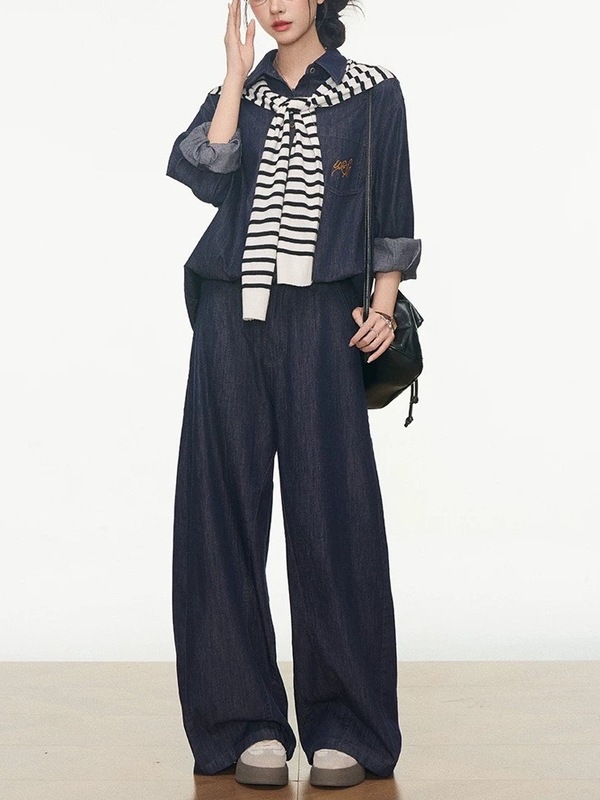 7.20新品 WESTAYONE牛仔套装女2025新款牛仔外套牛仔裤+披肩|undefined