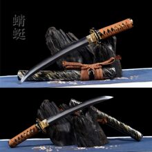 龙泉刀剑12寸T10烧刃上研日式短刀肋差手工锻打冷兵器未开刃