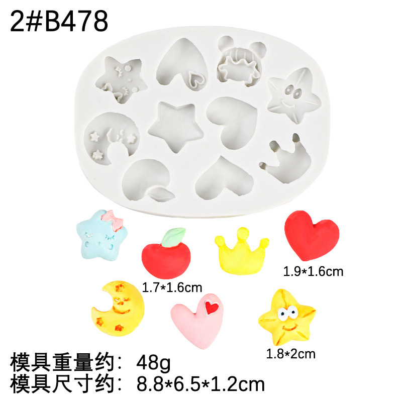 Cute osito forma de rana animal pequeño molde de silicona amor estrella dibujos animados chocolate epoxi yeso decoración