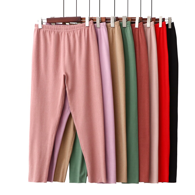De velvet long pants women's chubby girl bottoming pants seamless thickened inner wear plus size 200 jin cotton pants warm pants autumn and winter De velvet long pants women's chubby girl bottoming pants seamless thickened inner wear plus size 200 jin cotton pants warm pants autumn and winter
