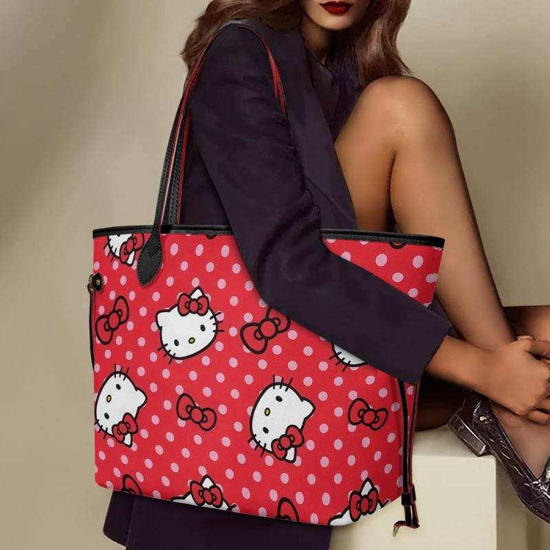 Женская сумка HelloKitty с бантом и горошком цифровая печать